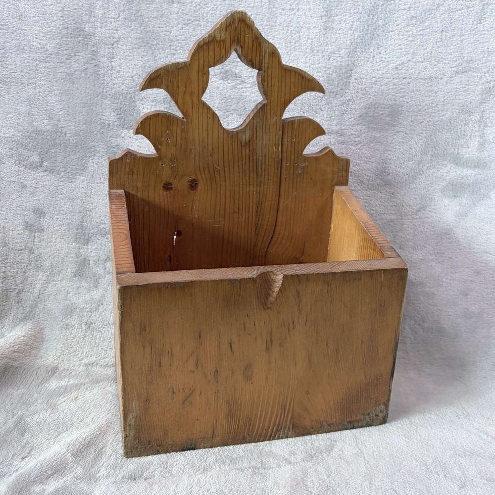 Vintage Rustic Wood Wall Mail Holder Magazine Rack Farmhouse Organizer